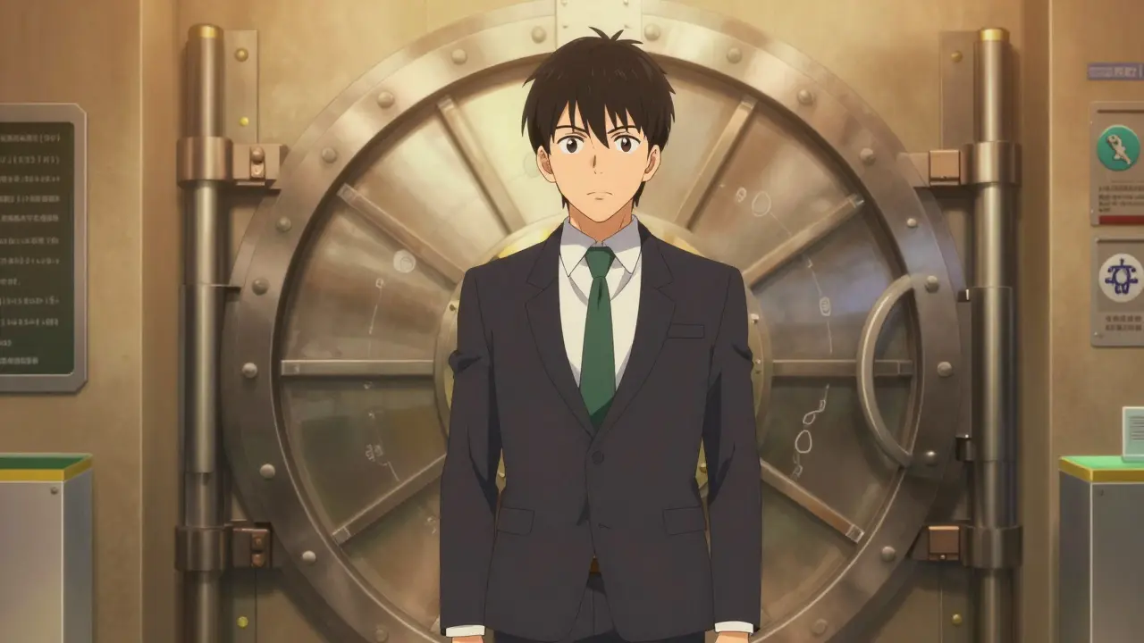 Stratège gouvernemental devant une réserve stratégique sécurisée.