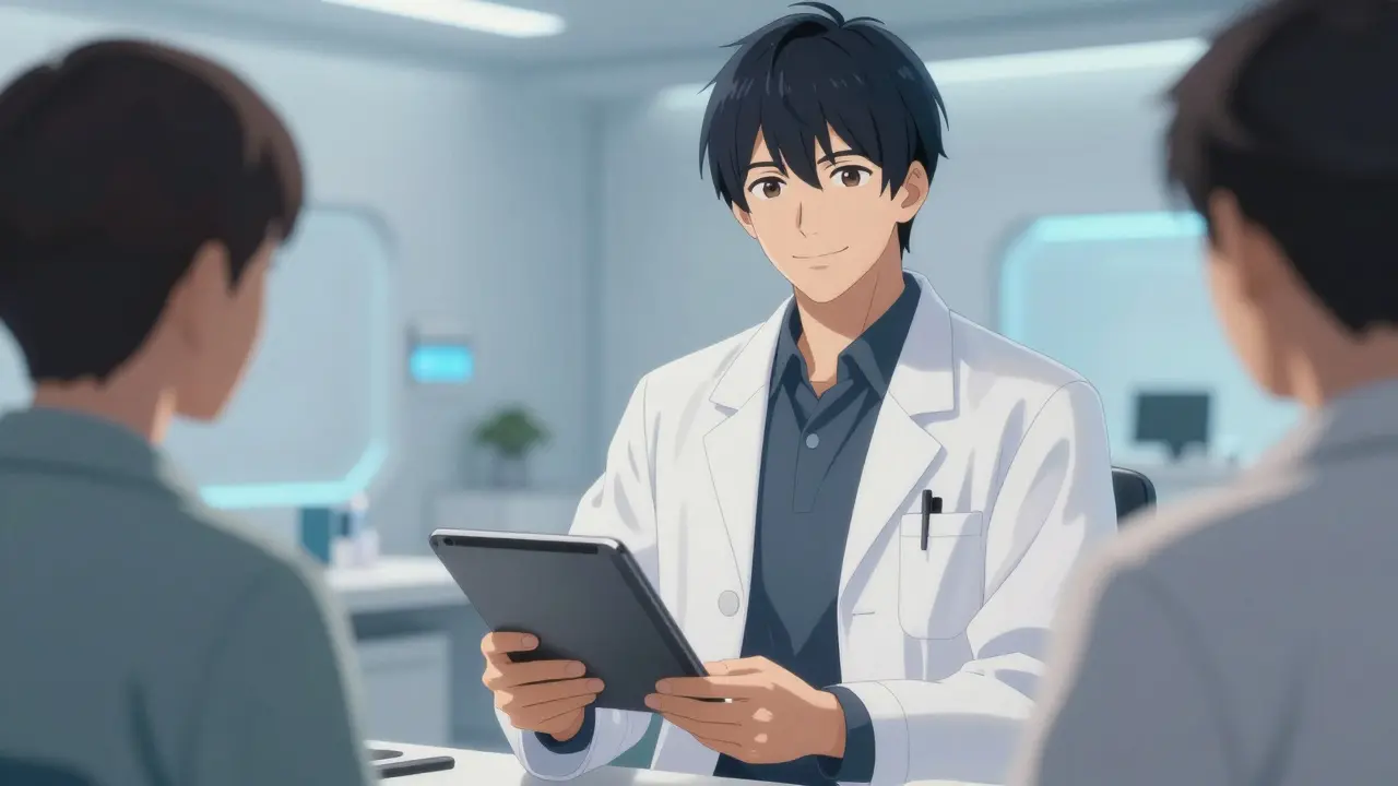 Médecin anime livrant une ordonnance numérique via télémédecine