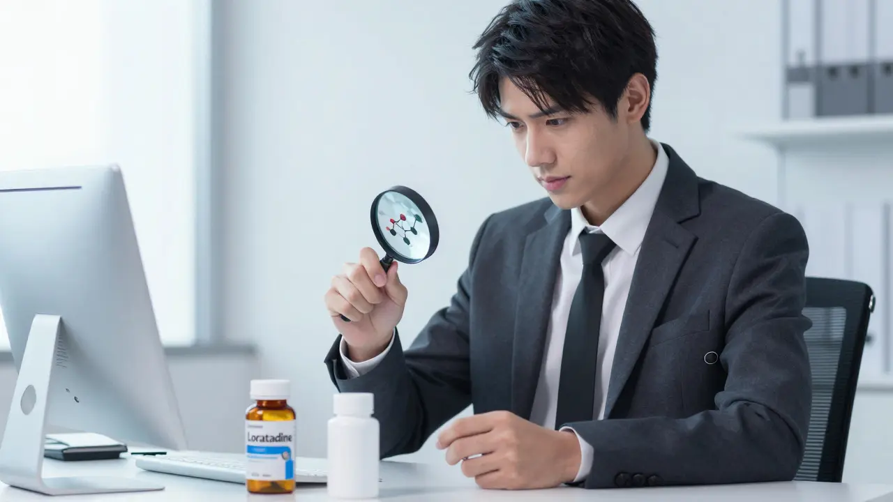Personnage stylé comparant un médicament de marque et son générique